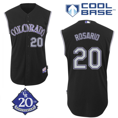 Wilin Rosario #20 MLB Jersey-Colorado Rockies Men's Authentic Alternate 2 Black Baseball Jersey